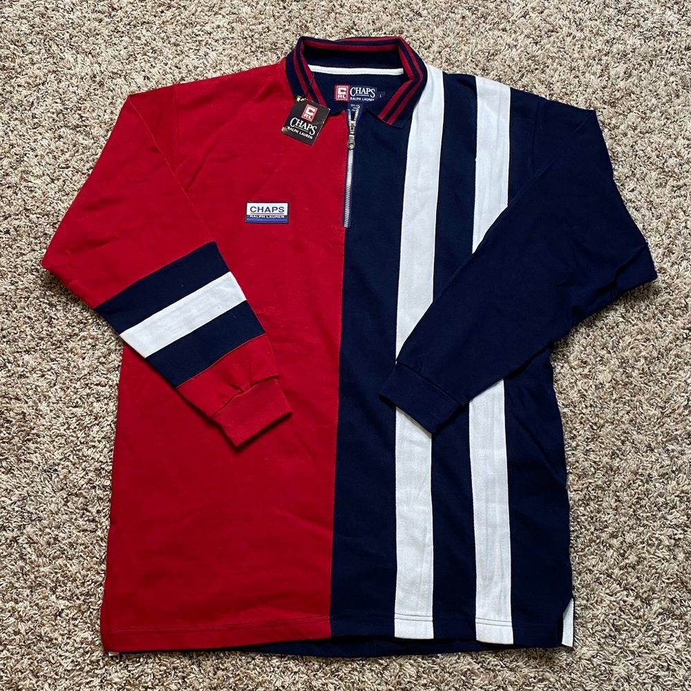 Vintage Chaps Ralph Lauren Long-Sleeved Polo. LOGO